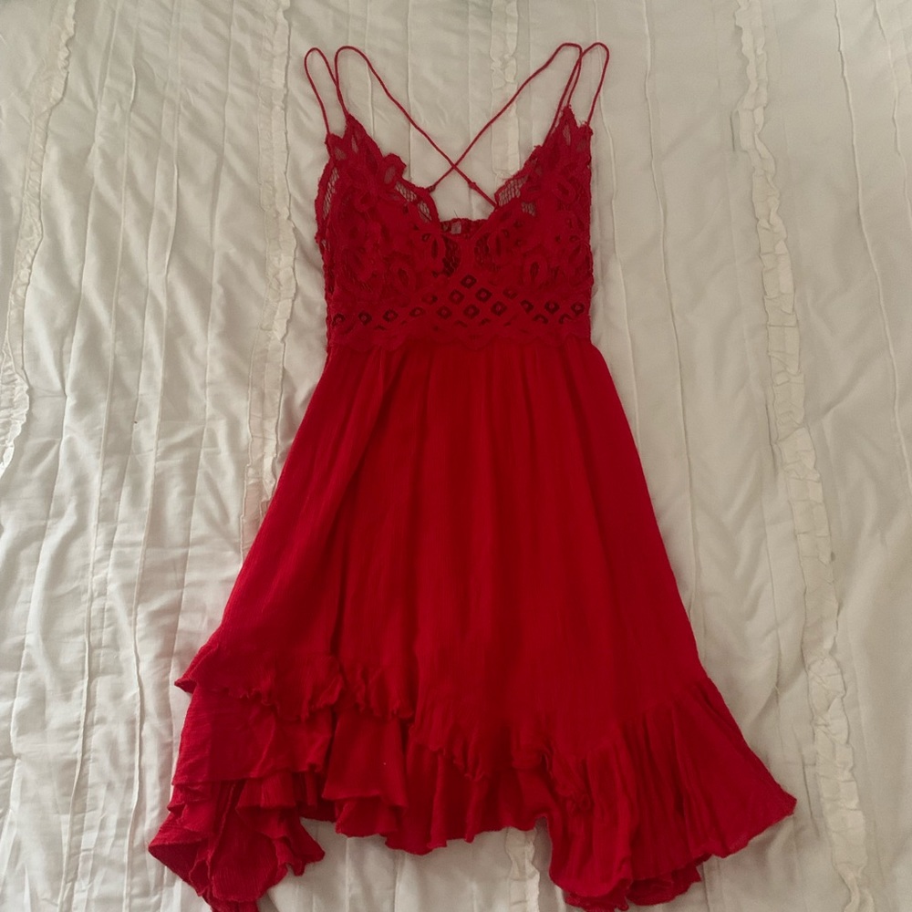 red free people adella dress